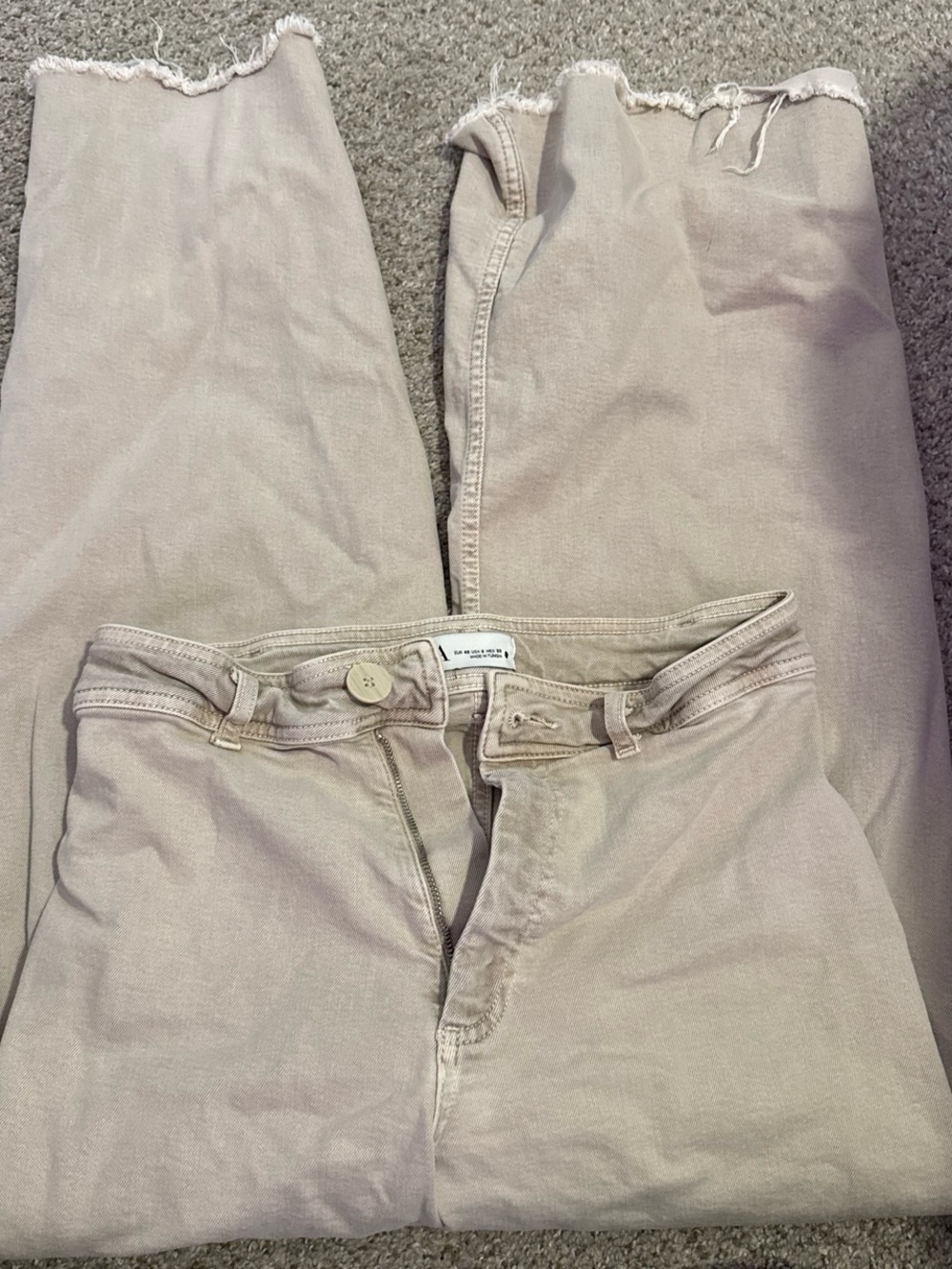Zara Light Beige Straight-Leg Jeans